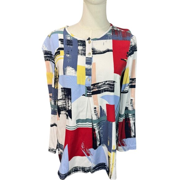 John Mark Abstract Print Button Blouse – Size Small - Picture 1 of 7